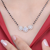 92.5 Silver Dual Round & Square Solitaire Mangalsutra For Women